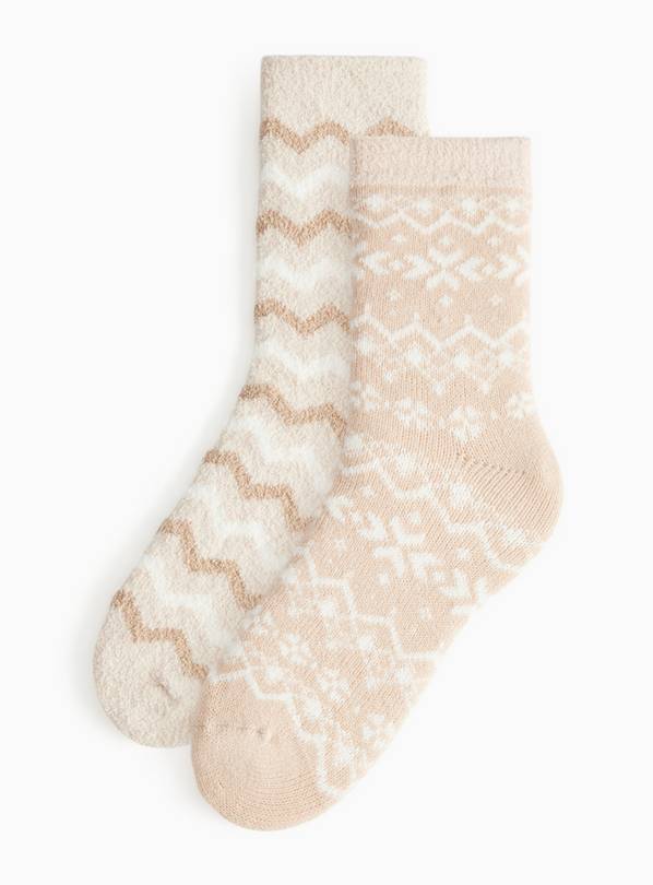 Neutral Fairisle Cosy Ankle Socks 2 Pack 4-8